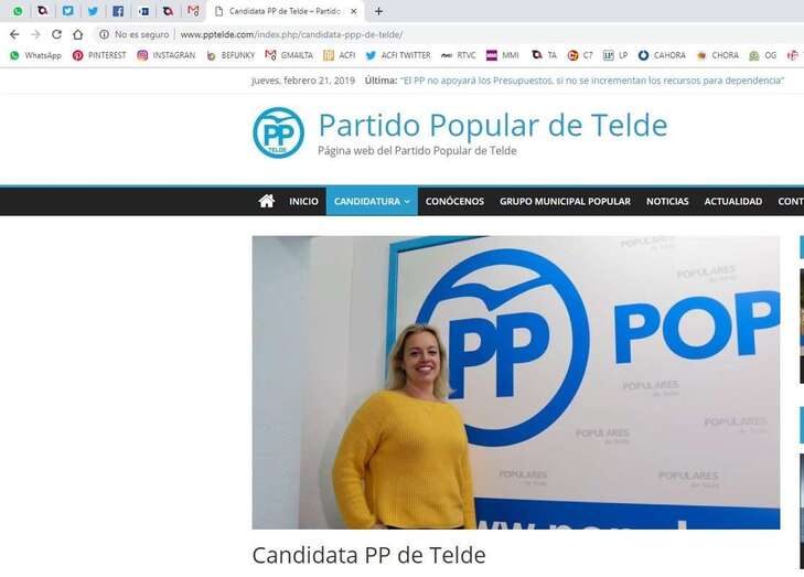 Portada de la nueva web del PP de Telde (Foto TA)